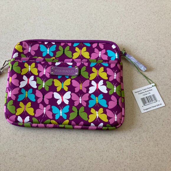 Vera Bradley Medium iPad Tablet Sleeve NWT Purple w/ Butterflies Flutterby - Picture 7 of 12